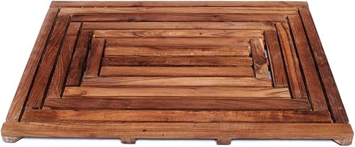 Brillibrum Tapis de douche design en bois de teck robuste antidérapant Tapis de bain en bois de teck pour l'intérieur et l'extérieur - Tapis antidérapant en bois de teck (60 x 50, variante 2) - Nail Gallerys