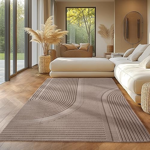 SIMPEX Tapis scandinave uni Boho crème 240x340 cm, Tapis décoratif Doux et Facile d'entretien avec Effet 3D, Grand Tapis Lavable pour Le Salon et la Chambre à Coucher - Nail Gallerys