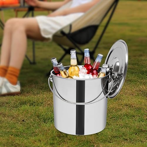 Seau en acier inoxydable 304 - 20 l - Avec couvercle - Épaisseur de paroi : 1,6 mm - Pour cuisine/camping (ouverture de 31 cm) - Seau de cuisine, seau à nourriture, seau à lait, seau à champagne - Nail Gallerys