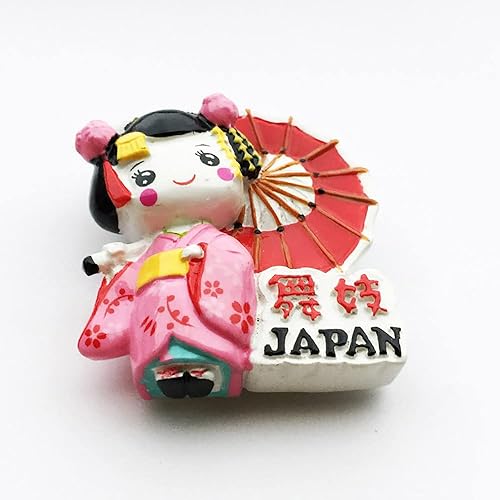 Aimant de réfrigérateur 3D motif geisha japonais, fait à la main, décoration de la maison et de la cuisine - Nail Gallerys