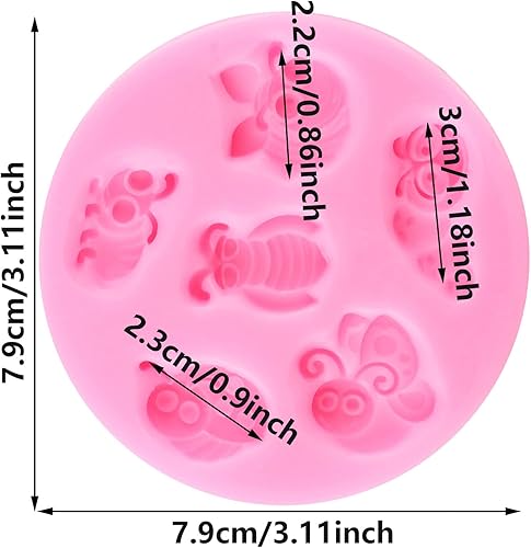XMOLDNMS Moules en silicone avec motif abeille, papillon, coccinelle, insecte, moule à fondant, pour décorer des gâteaux, des cupcakes, du chocolat, de la pâte à fleurs, des bonbons, de l'argile - Nail Gallerys