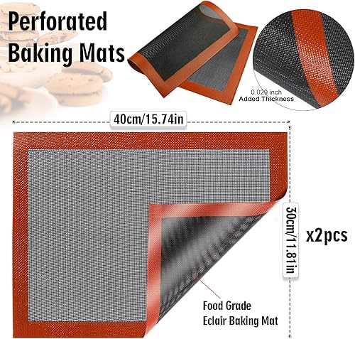 Tapis de Cuisson en Silicone 30x40cm x2 - Réutilisable et Anti-Adhésif pour Pâtisserie/Pizza, Compatible Four/Micro-Ondes, Écologique et Sans BPA, Lavable au Lave-Vaisselle - Nail Gallerys