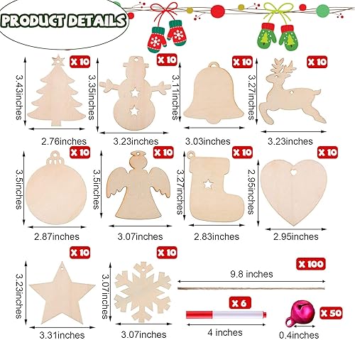 100 Pièces Bois Arbre de Noël Ornements,Décorations de Noël en Bois à Suspendre Decoration Decoration Noel Sapin Bois,DIY décoration Pendentif Cadeaux pour décorations de Bricolage Arbre de Noël - Nail Gallerys
