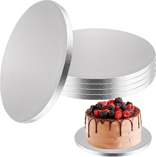 AKOLAFE Lo de 6 Support Gateau Rond 30 cm x 13mm Support Gateau Cake Board 12 x 0.5 inch Réutilisables Plateau Gâteau Carton Blanc Plateau à Gâteau Rond pour Le Transport de Gâteaux et Tartelettes - Nail Gallerys
