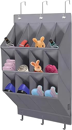 volumoon Rangement Chaussures Porte, Rangement Des Chaussures à Suspendre Derrière de Porte, 12 Poches Organiseur de Chaussures Suspendu avec 6 Crochets, pour Armoires et Portes, Gris - Nail Gallerys