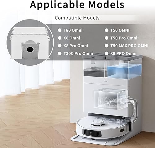 Rrochio Sac pour ECOVACS T50 Pro Omni, 6 Accessoires pour Aspirateur ECOVACS DEEBOT T80 Omni, X8 Pro Omni, X8 Omni, T30C Pro Omni, T50 Omni, T50 Max Pro Omni, X9 Pro 3,4L Capacité Pièces de Rechange - Nail Gallerys