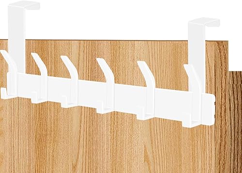 Porte manteau pour porte, Porte manteau porte sans percage pour accrocher manteaux, serviettes, vêtements, Porte manteau de porte pour économiser de l'espace, Patère porte avec 6 crochet(Blanc) - Nail Gallerys
