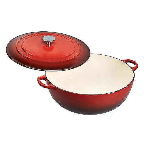Commercial Enameled Cast Iron Covered Braiser, 7.5-Quart, Red - Nail Gallerys