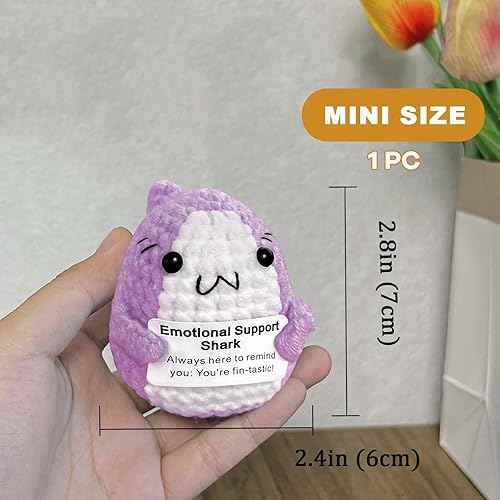 Calkrer Cadeau de requin au crochet, animal de soutien émotionnel au crochet, cadeau d'anniversaire unique pour les amateurs de requin, amis, femmes et hommes (violet) - Nail Gallerys