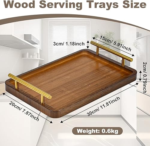 DKEROSS Plateau de Service en Bambou, Plateau de Service avec Poignée, Plateau de Service Rectangulaire, Plateau Bois à Décorer, Plateau Repas en Bambou pour Café, Thé, Petit Déjeuner (30 x 20 x 2 cm) - Nail Gallerys