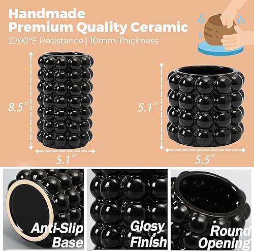 YANWE1 Petit vase à bulles, vase en céramique beige, vase bohème, vase à fleurs en céramique, vase pour décoration, vase décoratif pour fleurs, salon, chambre, bureau, cheminée, cheminée, table basse, - Nail Gallerys