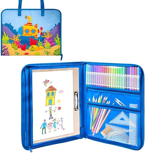 Boczif Sac fourre-tout pour portefeuille d'art, 45,7 x 35,6 cm pour l'organisation des étudiants, étui de transport pour peinture, stylo, illustration, croquis, papier à dessin, fournitures - Nail Gallerys