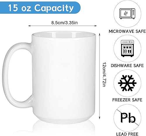 Lot de 12 tasses à café vierges en céramique avec poignées pour café, cappuccino, latte, cacao, lait, expresso, thé, 445 ml - Nail Gallerys