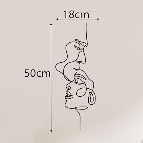 Sticker Mural en PVC Ligne Abstraite Autocollant Mural Minimaliste Visage Homme Femme Noir Décoration Art Moderne pour Chambre Salon Bain Bureau - Nail Gallerys