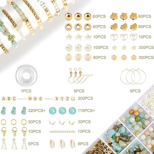 Kit Bracelet, Perles Pour Bracelet, Kit Bijoux Creation Adulte, Comprend Des Perles De l'Alphabet, Des Perles Pour Fabriquer Des Bracelets, Des Boucles d'Oreilles Pour Les Enfants et Les Adultes (A) - Nail Gallerys