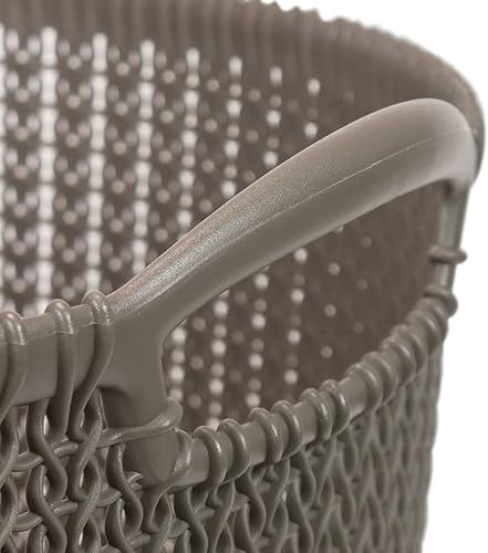 CURVER Panier de Rangement Rond 30L, Aspect Tricot - Pour Ranger le Salon, la Chambre, la Salle de Bain ou le Bureau - 39,5 x 38 x 33,4 cm - Bleu Gris - Nail Gallerys