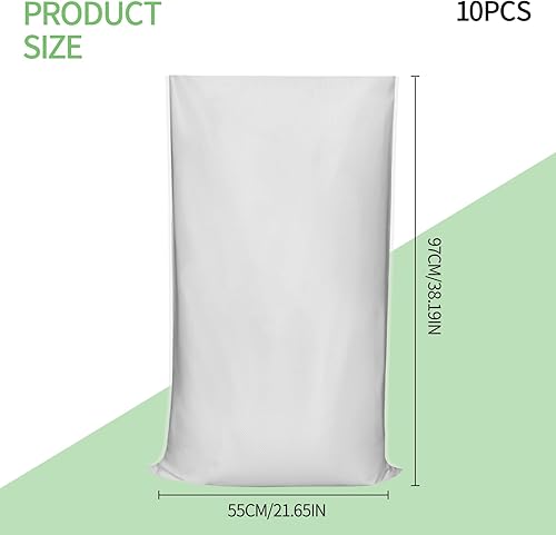 TERRARIDE 10 Sacs à Gravat 55 x 95 cm 55Kg, Sac Jardinage Déchets Verts, Toile Tissée Polypropylène Résistant, Sac de Chantier, Déchets Jardin, Sable, Réutilisable - Nail Gallerys