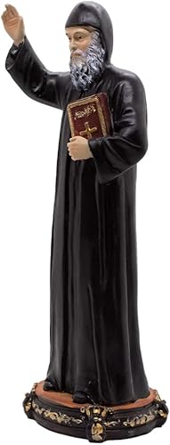 Saint Charbel | Patron de ceux qui sont malades et du Liban | Décoration d'intérieur chrétienne | 20,3 cm de haut | Excellent cadeau catholique pour baptême, première communion, confirmation, remise - Nail Gallerys