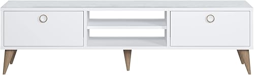 Marque  - Movian Vera Meuble TV bas avec rangement, 152 x 35 x 40 cm, Grande, Blanc - Nail Gallerys