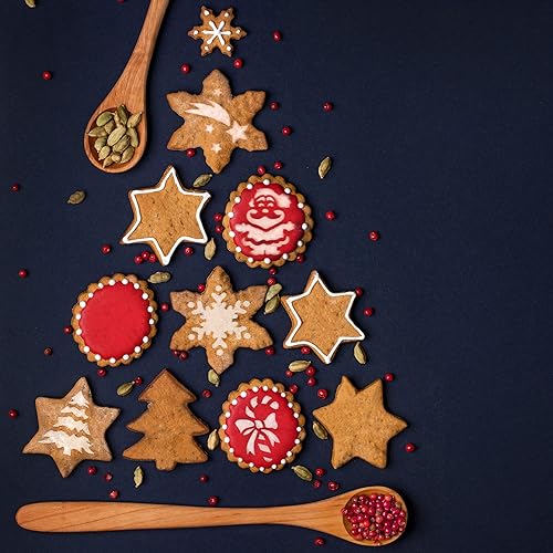 NAKLEO Noël Pochoir à Biscuits Décoration, 9 Pièces 9x9cm, Modèle de Gâteaux Plastique et Réutilisable, Artisanat DIY Bricolage, Gâteau Pâtisserie Cuisson, Renne Père Claus Flocon Bonhomme Neige - Nail Gallerys
