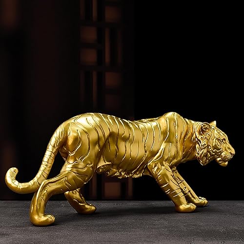 RMENGZHOUXI Statue de Tigre d'entrée en résine dorée, Statue d'animal de Tigre 3D, Cadeau de Noël, Objets de Collection pour la décoration de la Maison, du Salon - Nail Gallerys