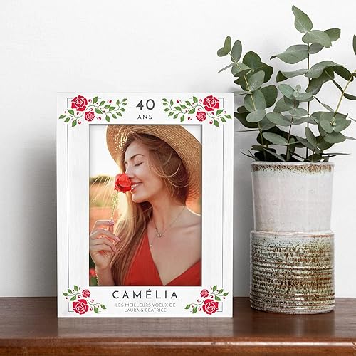Maverton Cadre Photo personnalisé en bois blanc - Pour les photos de la taille: 15 x 21 cm-Cadre photos imprimé pour elle-Cadeau d’anniversaire pour femmes - Cadeau Noel - Première Communion - Nail Gallerys