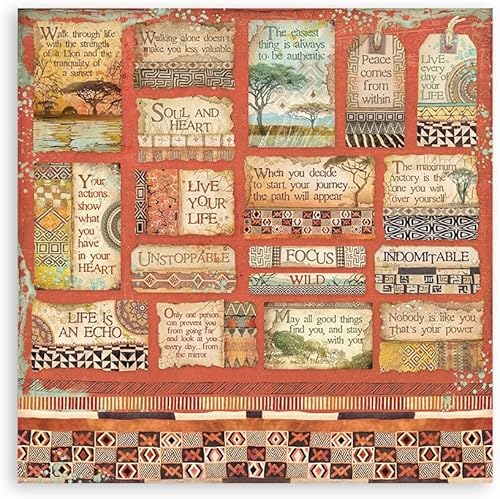 Stamperia International SBBL103 Bloc de scrapbooking Savana Multicolore 30,5 x 30,5 cm - Nail Gallerys