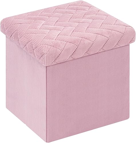 Bonlife Velours Petit Meuble de Rangement Jouet Enfant,Tabouret avec Espace de Rangement Repose Pied Bureau,Tabouret Pliant Pouf Cube 32x32x32cm,Gris - Nail Gallerys