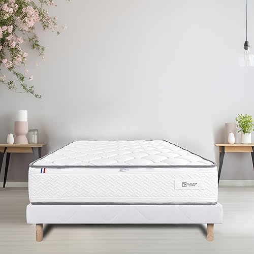 Luxury Literie Ensemble Matelas 140x190 cm, Iris, 20 cm, mémoire de Forme, Ferme, Face été/Hiver + sommier Blanc EP 13cm - Nail Gallerys