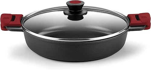 BRA Premiere | Casserole Basse de 24 cm en Fonte d'Aluminium, 3 Couches, Revêtement Antiadhésif Renforcé, 2 Poignées Amovibles en Silicone | Convient à Tous les Types de Plaques de Cuisson - Nail Gallerys