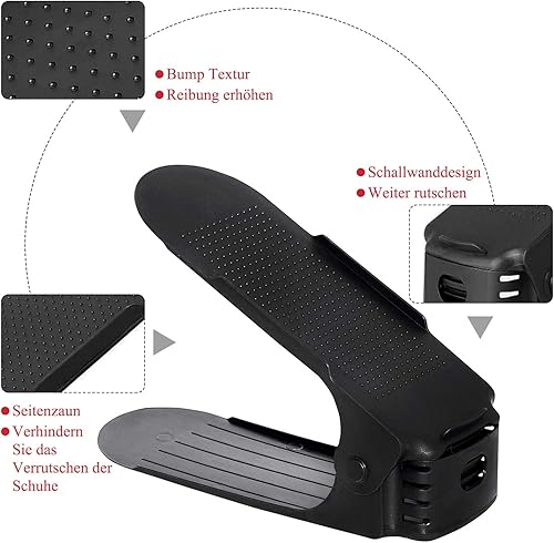 Aufun Lot de 20 étagères à chaussures réglables antidérapantes 3 hauteurs réglables pour chaussures (20 pièces, blanc) - Nail Gallerys