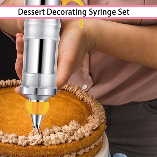 Ensemble de seringues de décoration de dessert en acier inoxydable durable - Seringues à glaçage professionnelles - 9 pièces - Accessoires pour glaçage de gâteaux et biscuits - Nail Gallerys