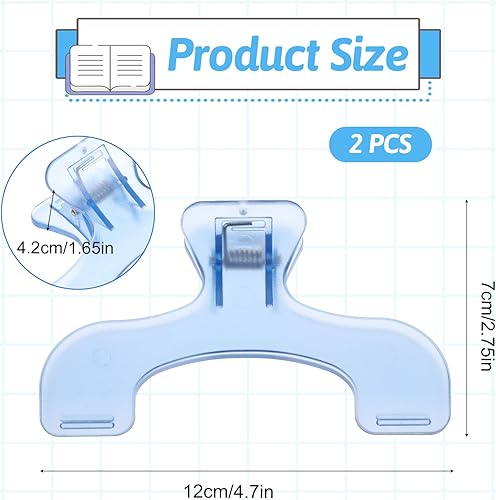 Larrel Lot de 2 pinces à livres solides - Bleu transparent - Accessoire pour livre - Porte-page portable - Multifonctionnel et pratique - Nail Gallerys