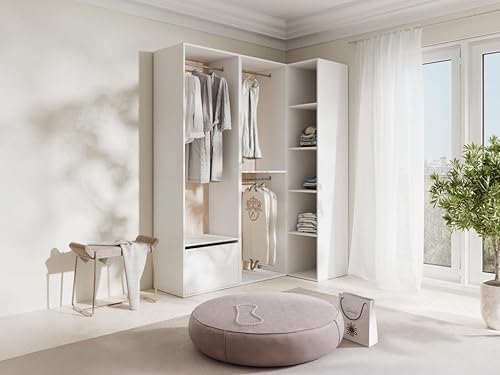 Vente-unique - Dressing d'angle modulable - L144,5 cm - Blanc et Naturel - TAMOKA - Nail Gallerys