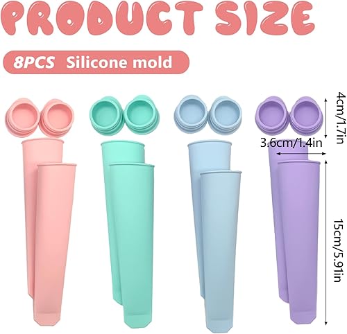 LUMOOM Lot de 8 moules à glace en silicone réutilisables - Sans BPA - Avec couvercle - Pour sucettes glacées - Nail Gallerys