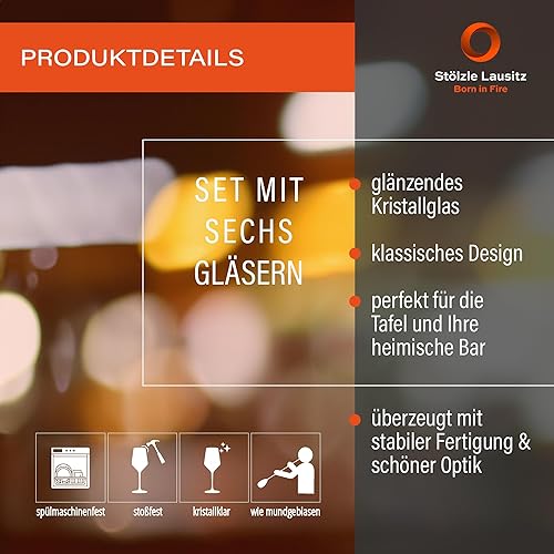 Stölzle Lausitz Lot de 6 verres à eau 450 ml - Passe au lave-vaisselle - Haute résistance aux chocs - En cristal - Avec pied - Nail Gallerys