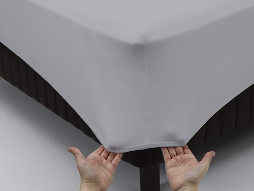 Linge des Familles - Taie d'oreiller Extensible 40x60 cm - Housse pour Oreiller Mémoire de Forme - Jersey 100% Coton Peigné - Argent - Label Oeko-TEX® Standard 100 - Made in Europe - Nail Gallerys