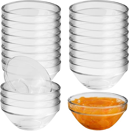 Lot de 20 bols à sauce, diamètre : 7,5 cm, petits, en verre, 75 ml, bols à dessert, petits bols en verre, pour lave-vaisselle et micro-ondes, ingrédients de cuisine, confitures, sauces - Nail Gallerys