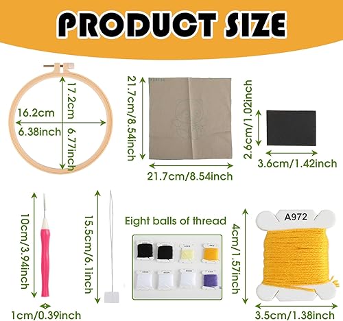 Punch Needle Kit, DIY Panda Handcraft Punch Needle Broderie Kit Set Prêt à Broder avec Cadre Circulaire Kit de Démarrage Punch Needle Kits de Démarrage D'aiguilles à Broder pour Adultes et Débutants - Nail Gallerys