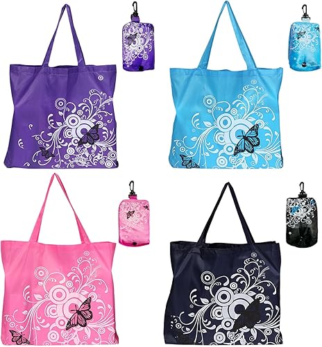 UILYNIU 4 Pièces Sac à Provisions Réutilisable Sacs de Courses, Sac Courses Pliable, Sac Shopping Léger, Sachet à Main pour Achats, Lavable Sacs D'épicerie pour les Courses et les Voyages - Nail Gallerys