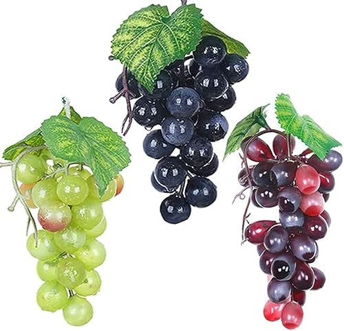 HPiano Paquet de 3 Raisins artificiels variés grappes de Raisins givrés Raisin en Caoutchouc Raisins DéCoratifs Ornements Suspendus pour La Faveur De Mariage Vintage De Faux Fruits - Nail Gallerys