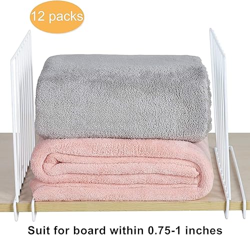 MALLOOM Lot de 12 séparateurs d'étagère, organiseurs de placard en bois avec revêtement blanc (blanc/ligne, 12 paquets/30,5 x 24,1 cm) - Nail Gallerys