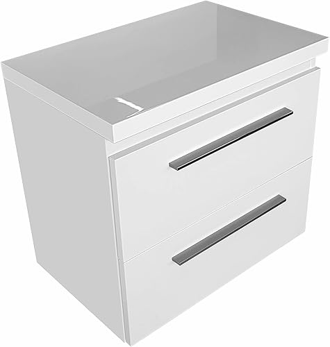 Meuble de lavabo pour lavabo à poser - 50 cm, 60 cm, 80 cm de large - Noir laqué - 50 cm de large - Nail Gallerys