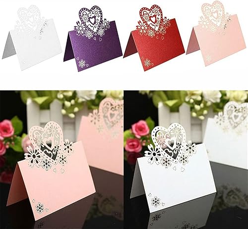 GIVBRO Lot de 10 marque-places en forme de cœur pour mariage, anniversaire, banquet Blanc - Nail Gallerys