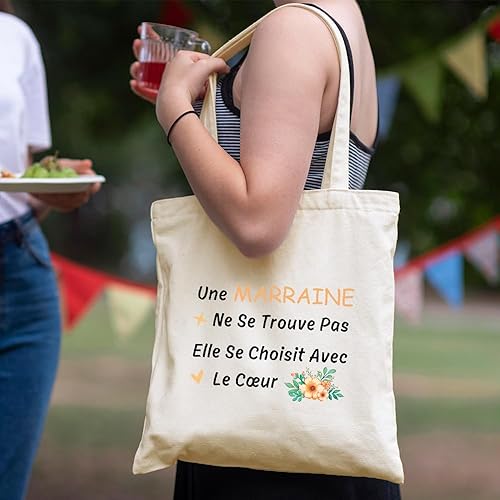 Cadeau Marraine Cadeau Fete Des Meres Cadeaux Fete Des Meres Original Maman Noel Cadeaux Amoureux Anniversaire Merci Saint Valentin Paques Petits Avent Halloween Idée Tote Bag pour Meilleure Marraine - Nail Gallerys