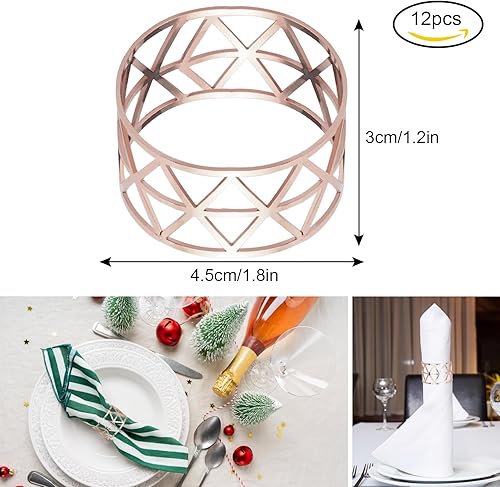 12 Pièces Anneau de Serviette en Métal,Or Rose Rond de Serviette Porte-Boucle de Serviette Décoration de Table pour Mariage Banquet Fête Dîner Anniversaire - Nail Gallerys