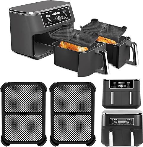FINEVERNEK 2 Pièces Grille Anti Projection pour Air Fryer Ninja Foodi AF400EU&AF451EU, Réutilisable Moule Silicone Plat Air Fryer Accessoires, Anti-éclaboussures contre Les Projections de Graisse - Nail Gallerys