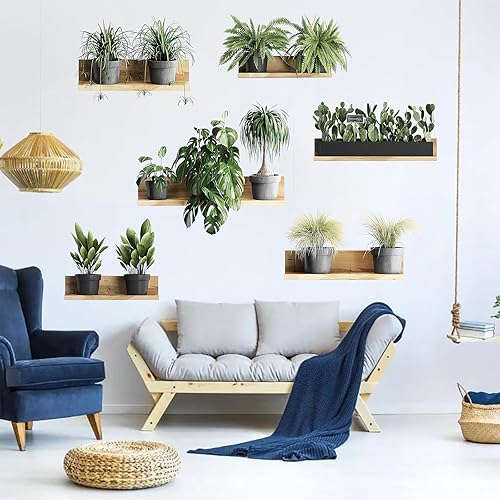 MININUSI 6 PCS 3D Stickers Muraux PVC, Autocollants Décoratifs Murale Créative, Sticker Plante Vert, Stickers Chambre Mural 3D, Feuilles Plante Vertes pour Portes, Fenêtres, Murs, Bureaux, Cafés - Nail Gallerys