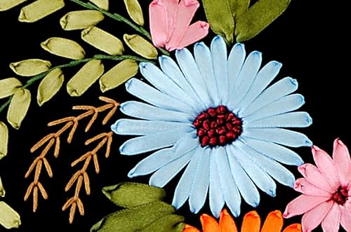 Kits De Broderie De Ruban De Soie 3D Coussin De Flocage Kits De Broderie Pré-Imprimés Fleurs Colorées Kit De Broderie Pour Débutant Kit De Broderie 3D Estampé Au Point De Croix Avec Ruban 45x45cm - Nail Gallerys