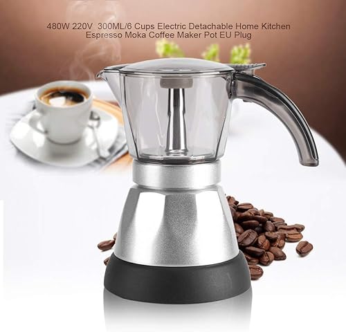Cafetière électrique, 480W 220V 300ML/6 tasses Électrique détachable Cuisine à domicile Espresso Moka Cafetière Pot UE Plug-Profitez de votre vie à tout moment - Nail Gallerys